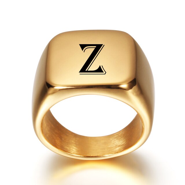 Personalised Initial Engrave  Alphabet Signet  Ring