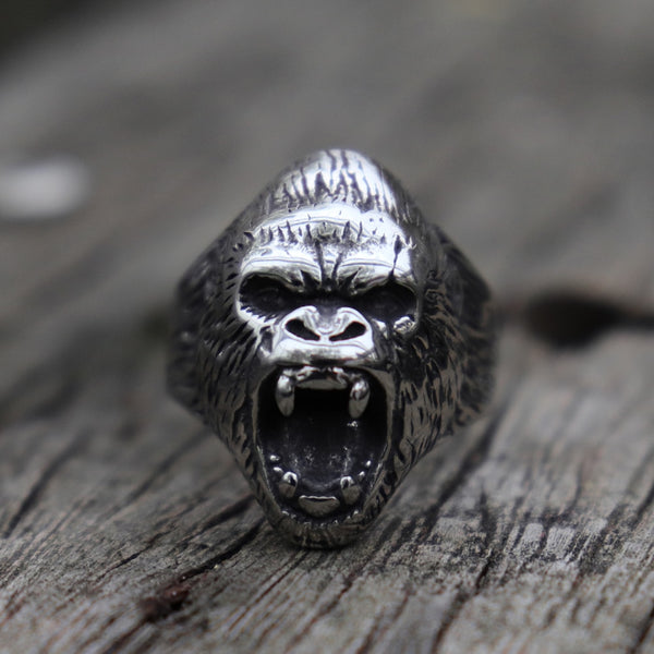 Vintage Wild The Beast Gorilla Stainless Steel Ring