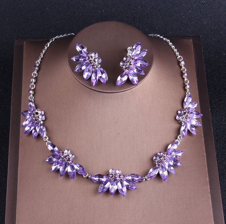 Noble Purple Crystal Bridal Jewelry Sets