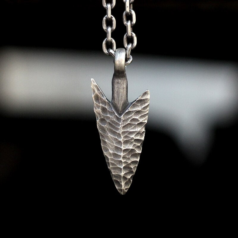 Vintage Hammered Arrow Stainless Steel Pendant