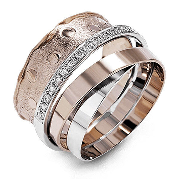 Women Fashion Jewelry Multilayer Surrounding Rose Gold Rings for Female