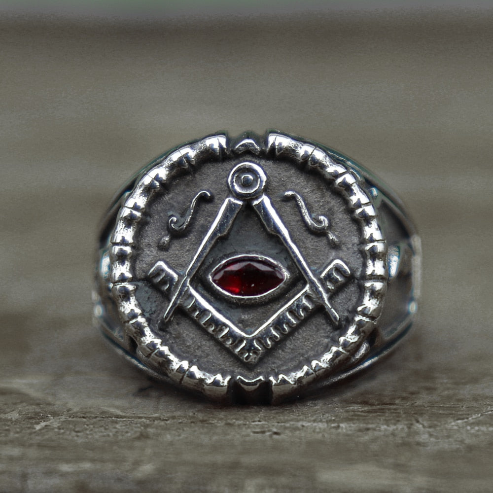 Men 39’s Retro Freemason Symbol Stainless Steel Ring