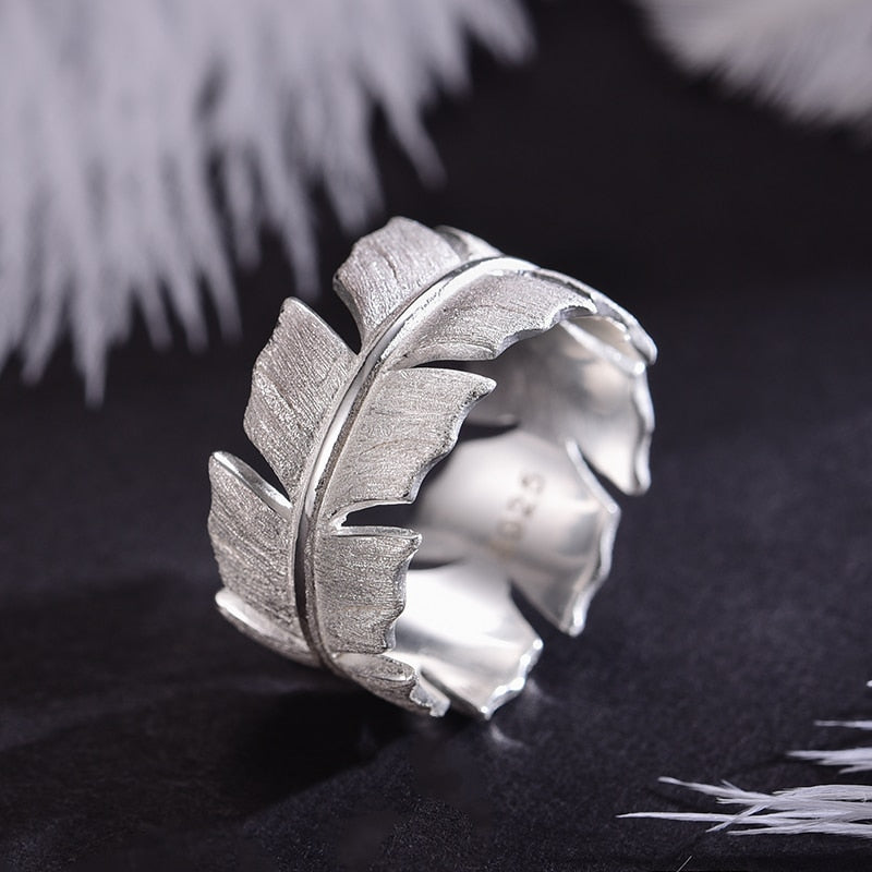 925 Sterling Silver  Elegant Soft Feather  Rings