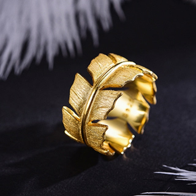 925 Sterling Silver  Elegant Soft Feather  Rings