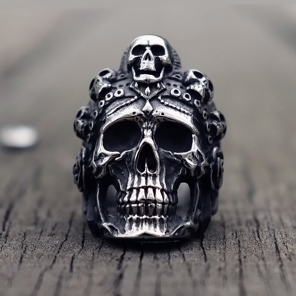 Cool Santa Muerte Death Skull Ring Unique Mens Stainless Steel Rings