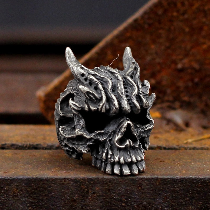 Heavy Metal Gothic Black Asura Skull Stainless Steel Rings