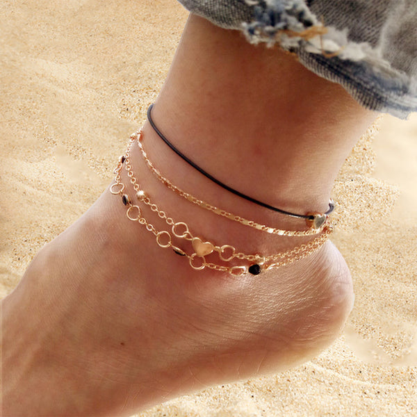 Fashion New Anklet Handmade Temperament   Love Multi-layer Anklet