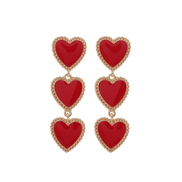 Love Heart Long Dangle Earrings For Women