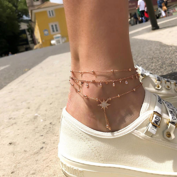 Bohemia Multilayer Crystal Anklet Set