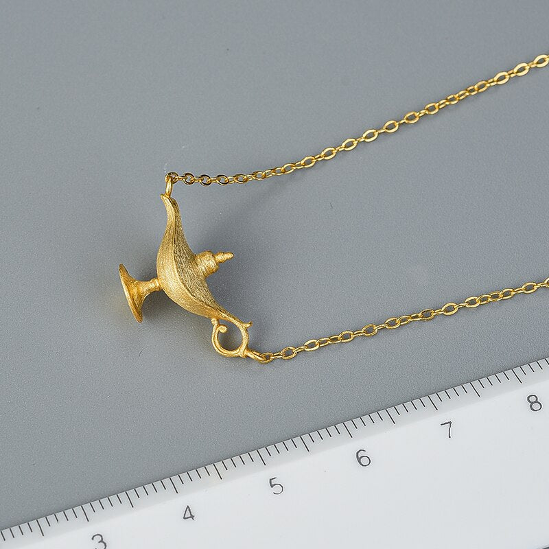 18K Gold Aladdin's Lamp Pendant Necklace