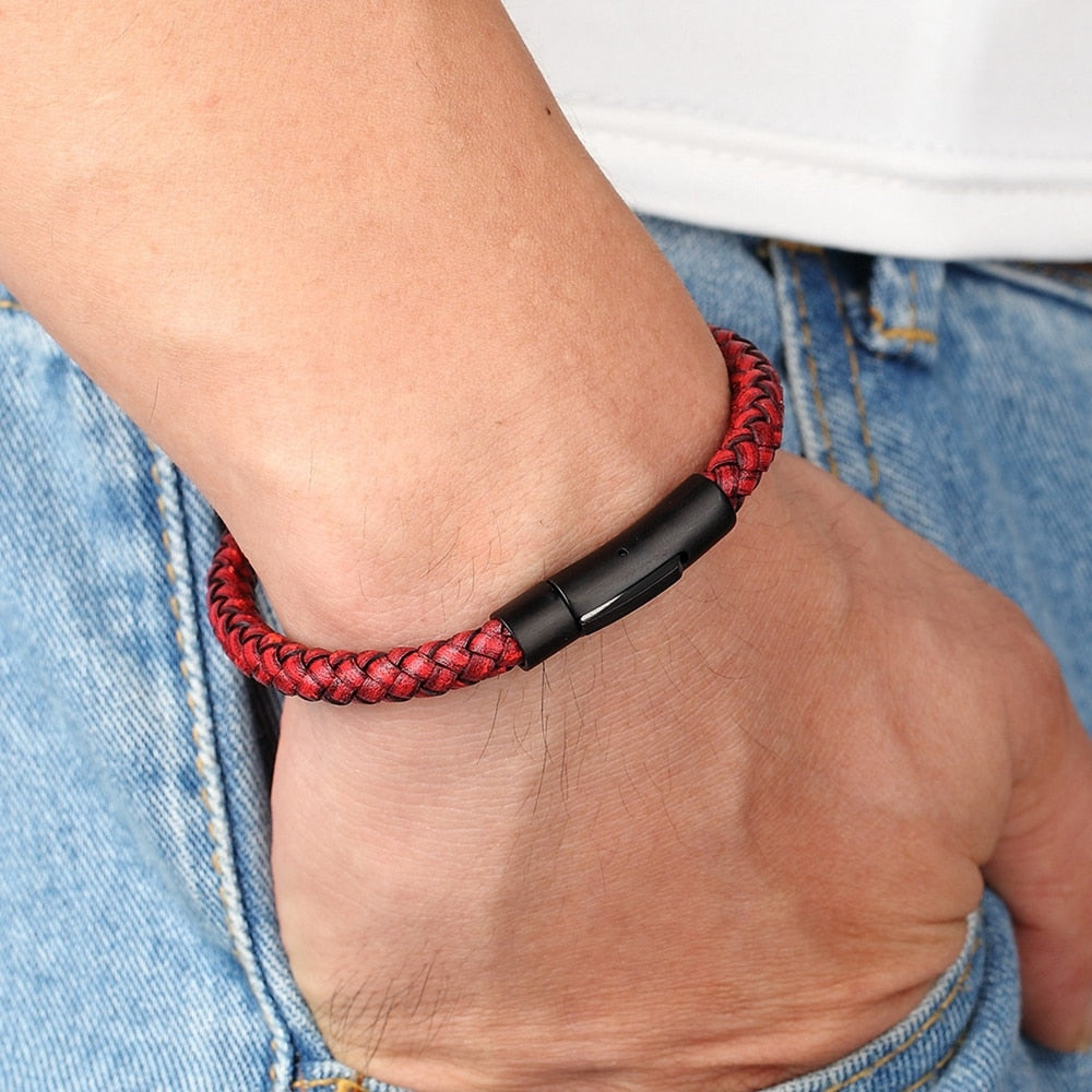 New Classic Style Men Leather Bracelet