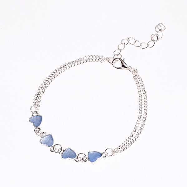 New Year Luminous Lady Beach Wind Blue Peach Heart Tassel Anklet