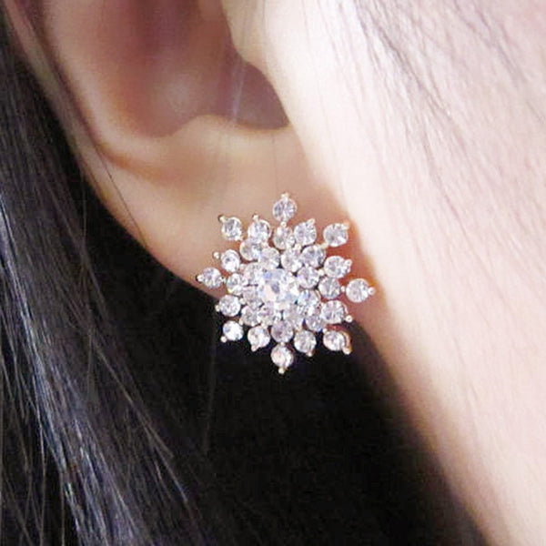 New Fashion Ladies Crystal Snow Flake Earing