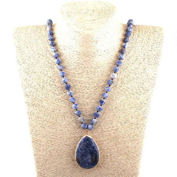 Bohemian Knotted Stone Matching  Pendant Necklaces