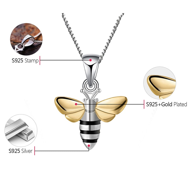 925 Sterling Silver  Lovely Charm Honey Bee Pendant without Chain