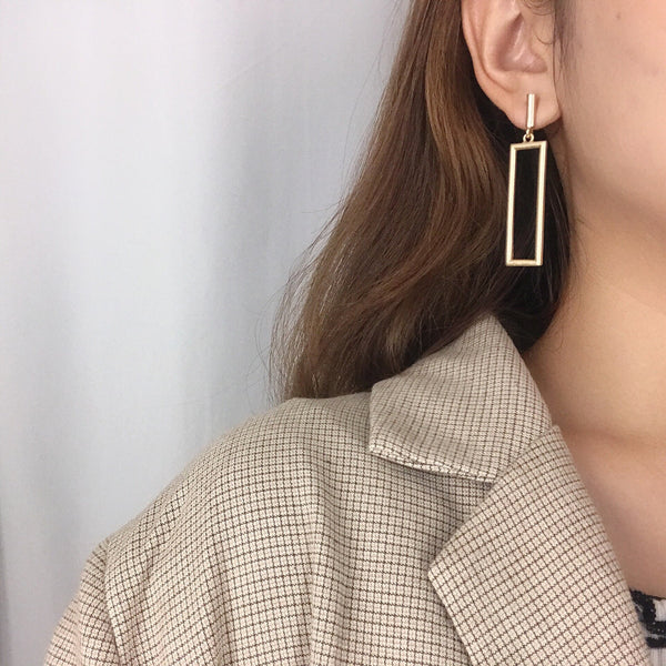 Vintage Simple Matte Gold Square Geometric Clip on Earrings