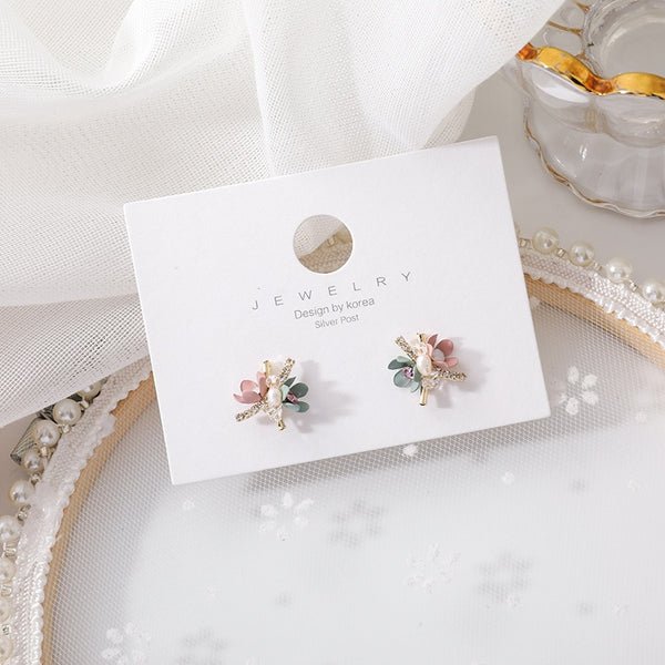 Korean Trendy Handmade Colorful Sweet Flowers Stud Earrings