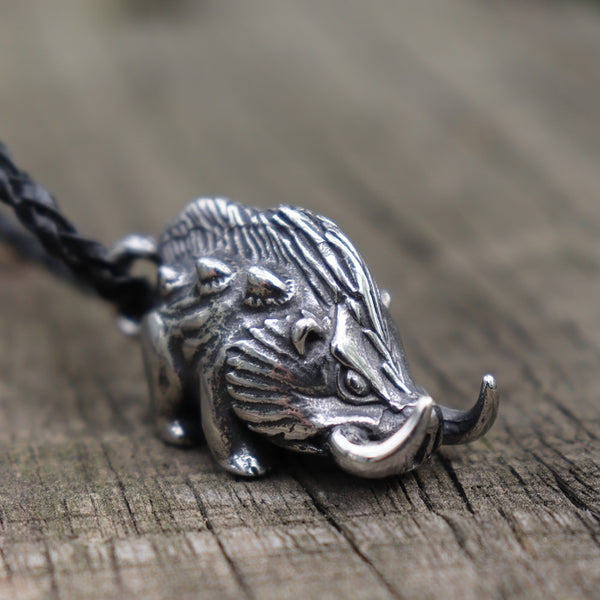 Viking Wild Boar Stainless Steel Necklace Vintage Nordic Animal Charm Pendant