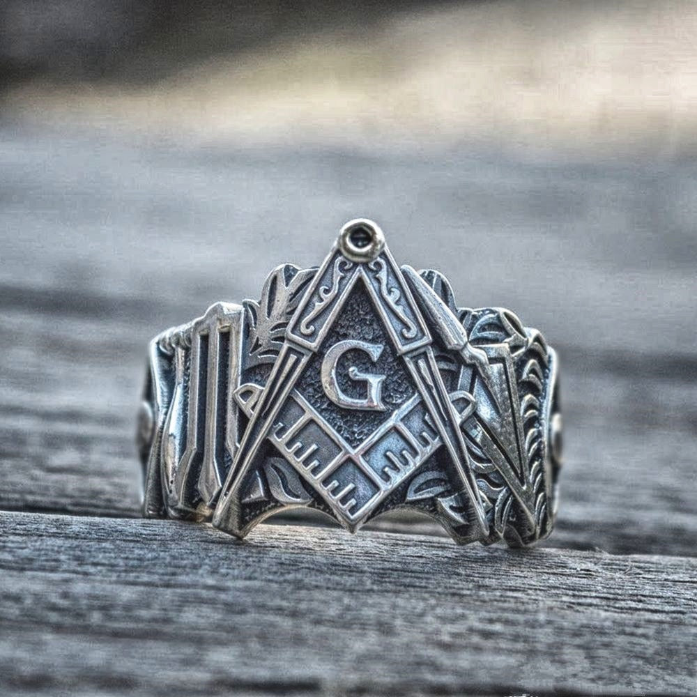 Men Freemason Ring Stainless Steel Masonic Symbol Rings