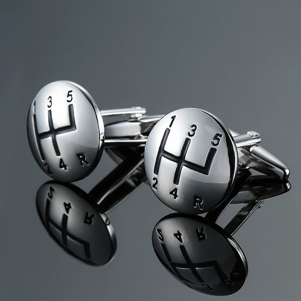 luxury car manual gear Silvery Cufflinks