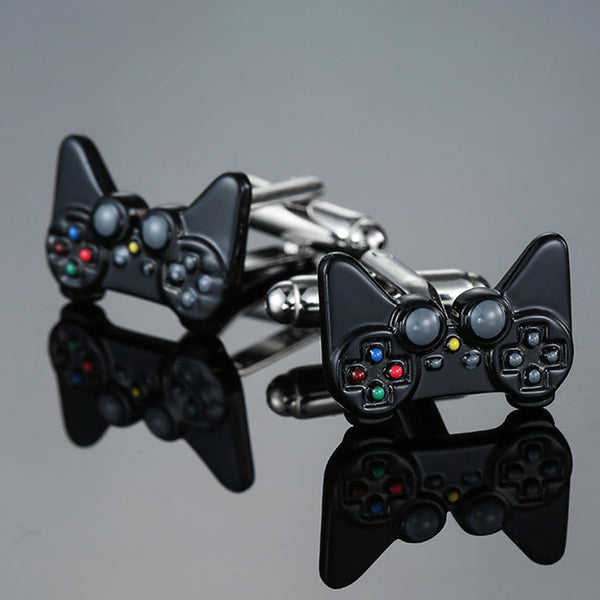 silvery game console handle cufflinks men