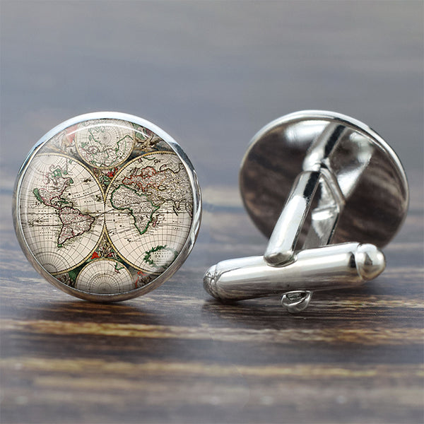 World Map Globe Cufflinks