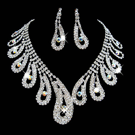 Bridal Bridesmaid Jewelery Drop Earring Necklace Set