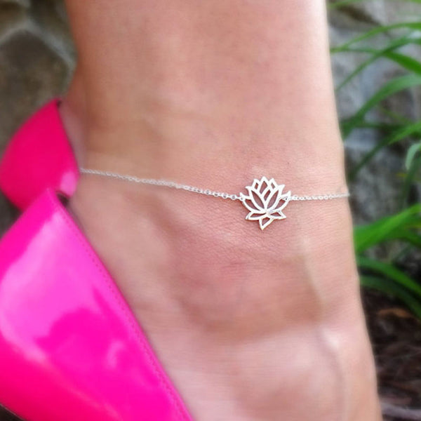 Elegant Lotus Flower Anklet Bracelet Women Girls Foot Chain