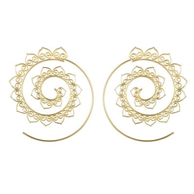 Trendy Gold Silver Color Round Spiral Earrings