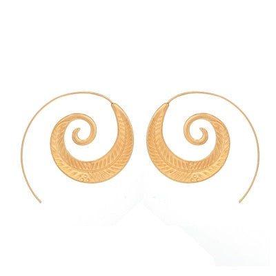 Trendy Gold Silver Color Round Spiral Earrings