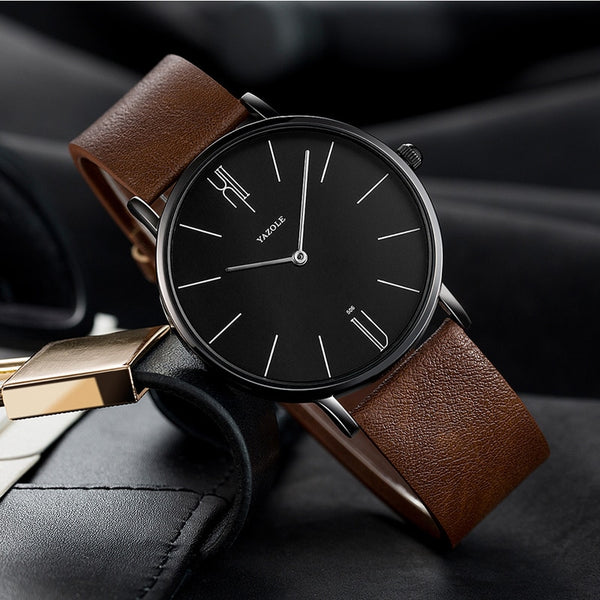 Men Waterproof Ultra Thin Quartz Watch For Men Fashion Simple Black Men Watch