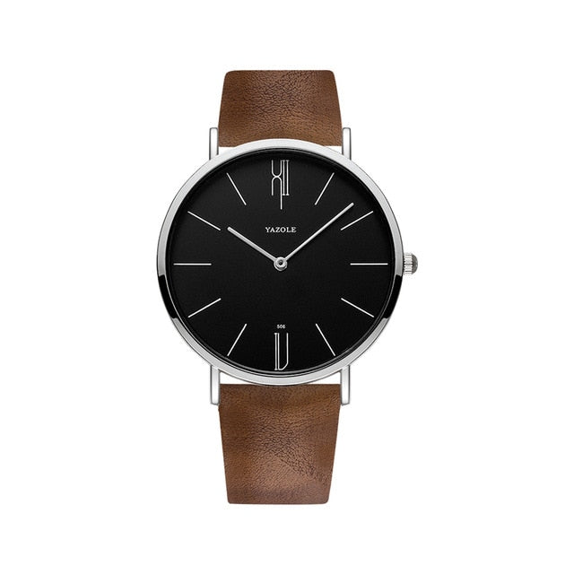 Men Waterproof Ultra Thin Quartz Watch For Men Fashion Simple Black Men Watch