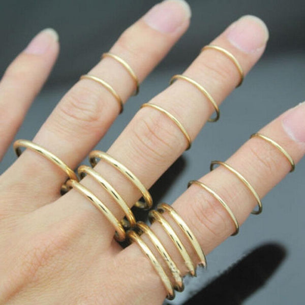 16Pcs Simple     Thin Rings Smooth Fine Circle Ring