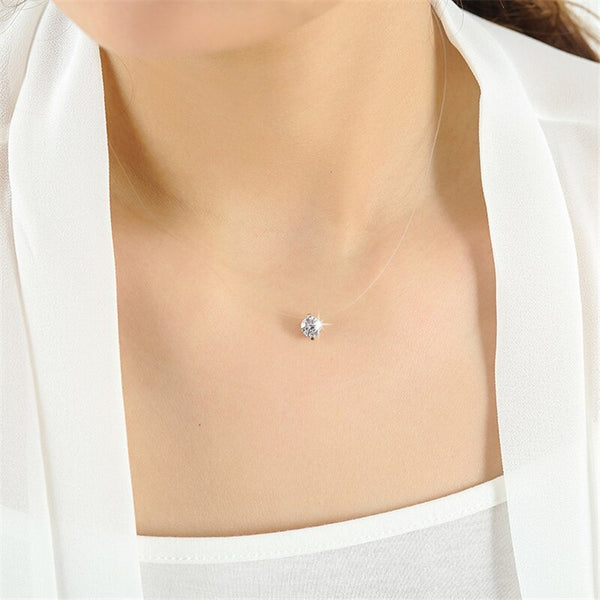 Invisible Fish Line Crystal Necklace Pendants