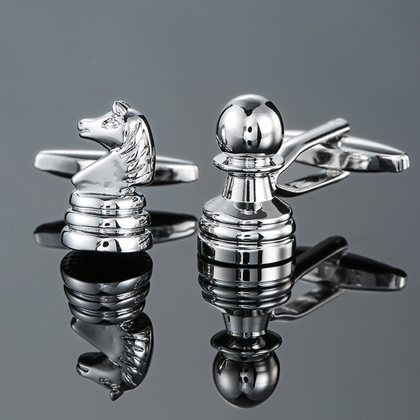 sports entertainment Silvery Chess Cufflinks