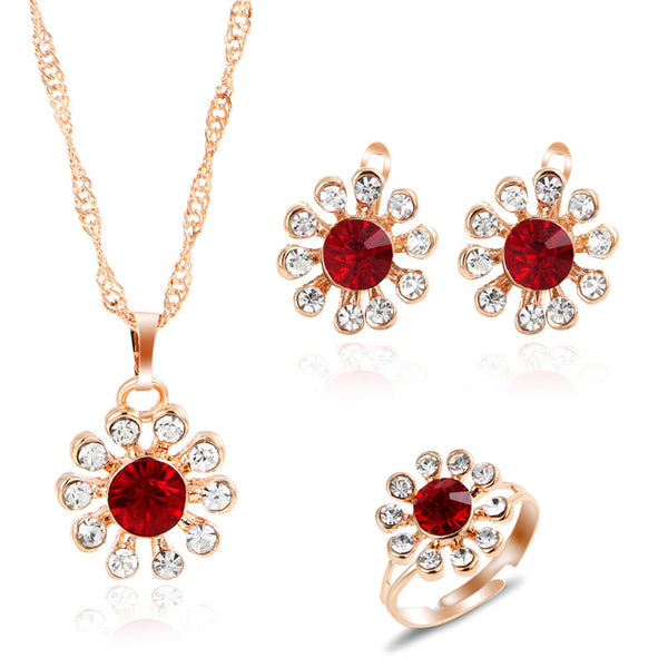 Multi Colors Crystal Stone Wedding Jewelry Sets for Women