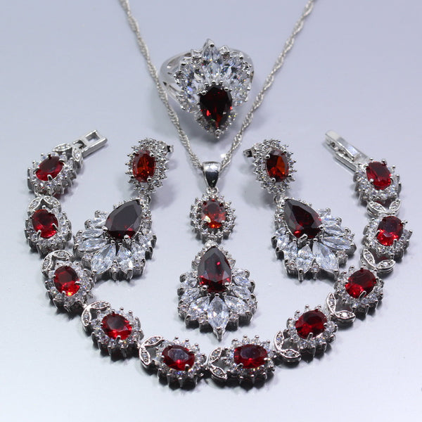 Austria Crystal Silver Color Women Costume Wedding  Jewelry Set