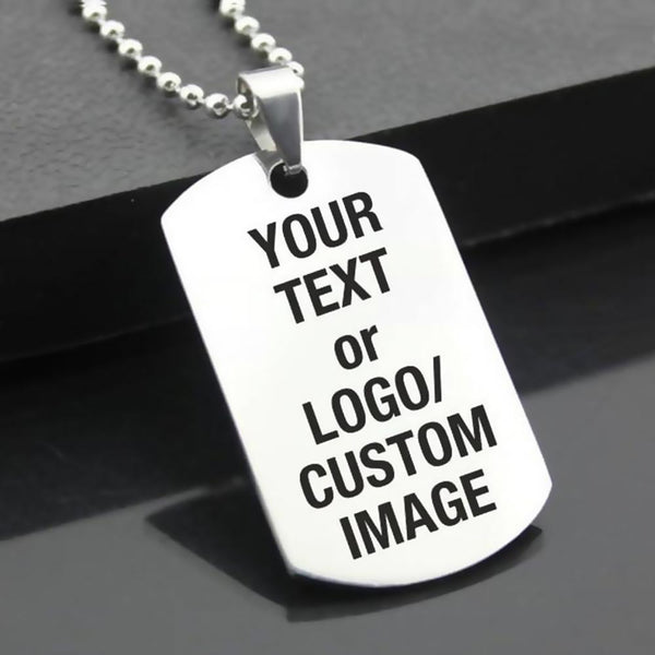 Engraved Stainless Steel Rectangle Dog Tag Military Pendant