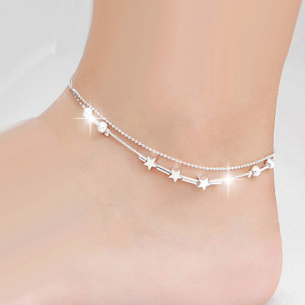 star beads star mix design Double-deck anklet for women