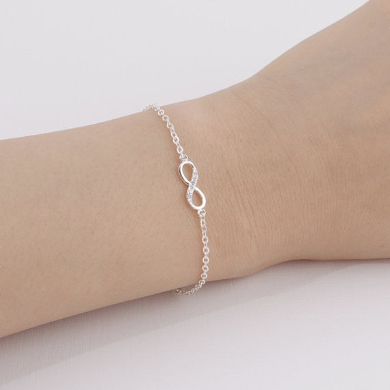 Infinity Number  8 Chain Bracelet CZ Infinity Bracelets for Women