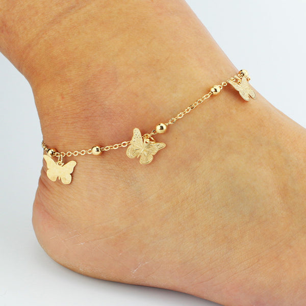 stainless steel insect dragonfly butterfly pendant anklet