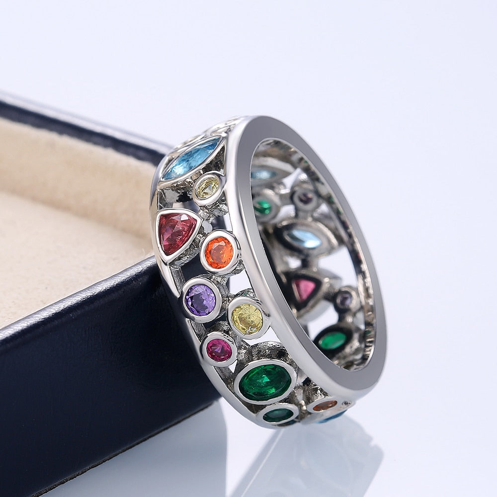 Colorful Women Hollow Out Geometric Stone Rings