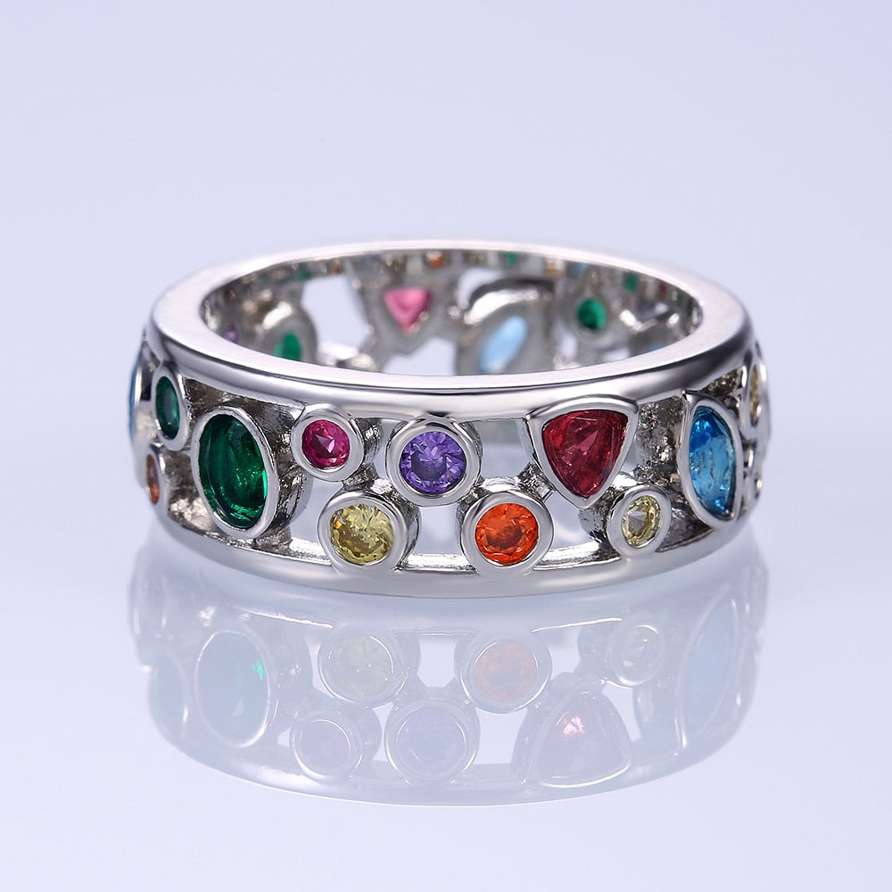 Colorful Women Hollow Out Geometric Stone Rings