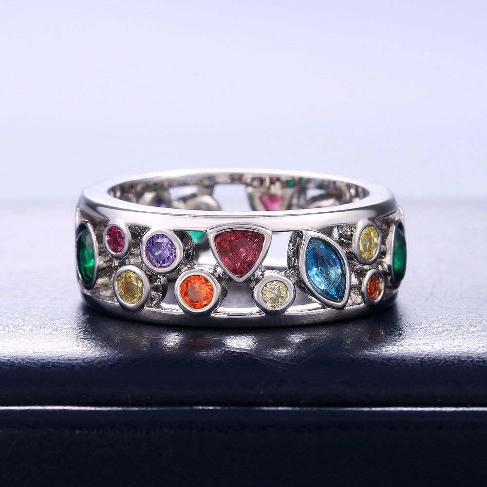 Colorful Women Hollow Out Geometric Stone Rings