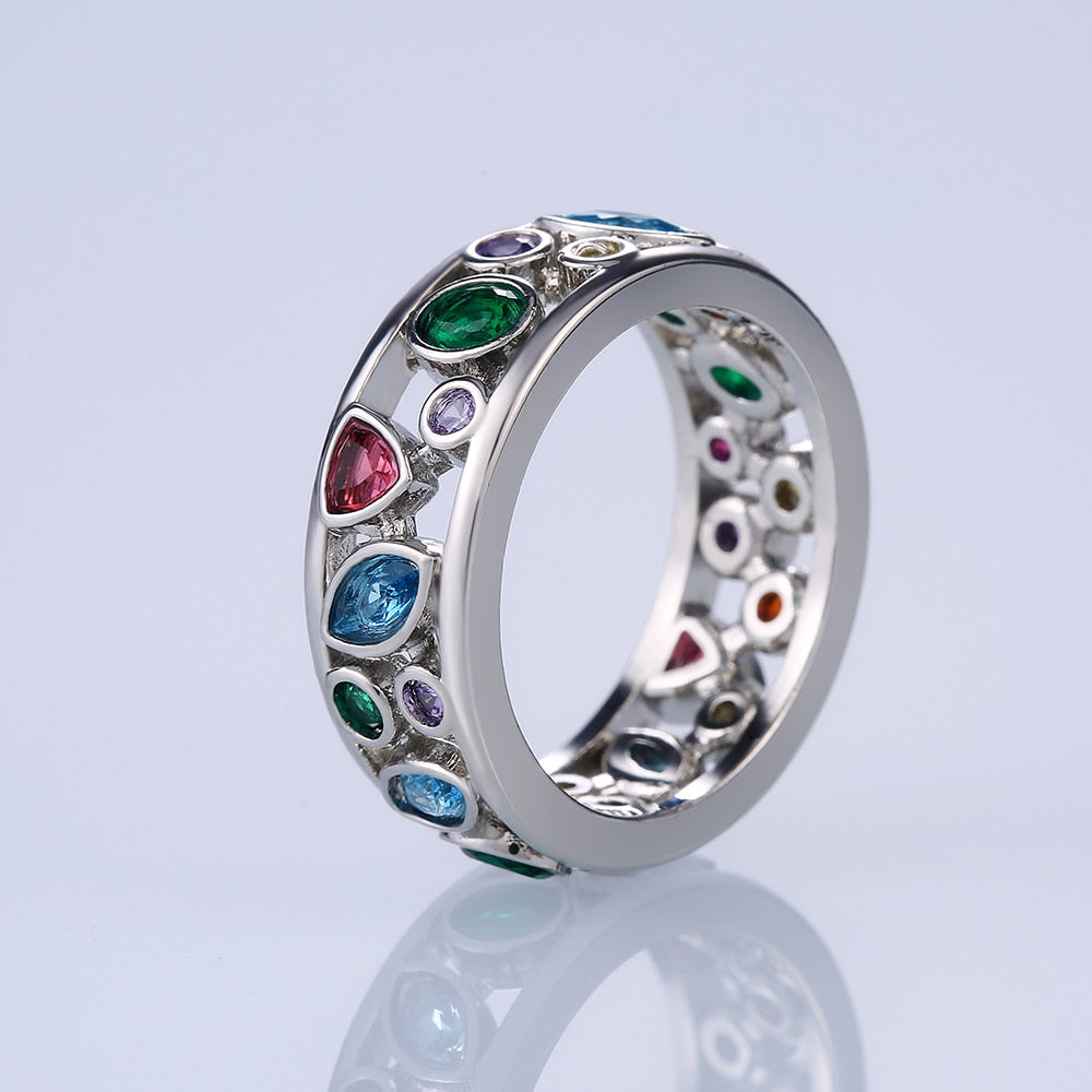 Colorful Women Hollow Out Geometric Stone Rings