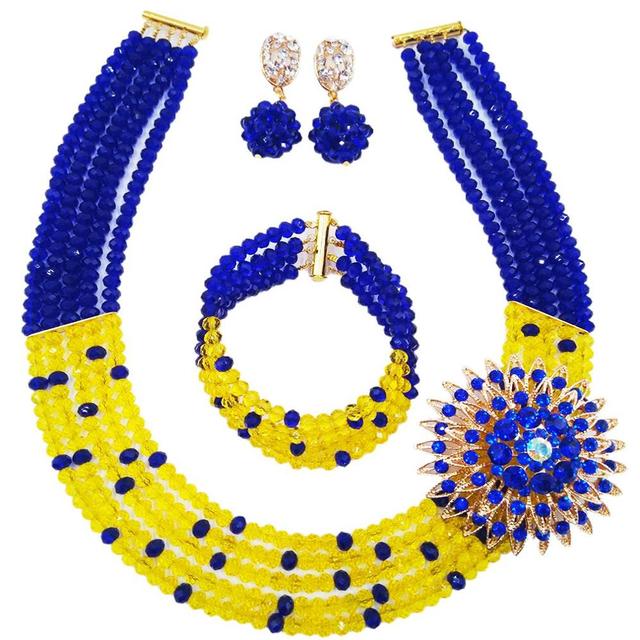 Royal Blue Transparent Crystal Beaded Jewelry Set