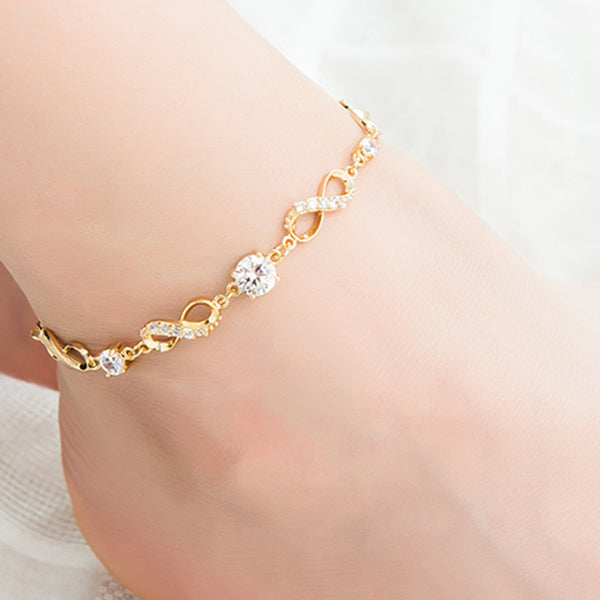 Fashion Bohemian Women Anklet Gold Leg Chain Big Rhinestone Anklets