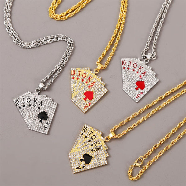 Hip Hop  Enamel Playing Cards Pendants