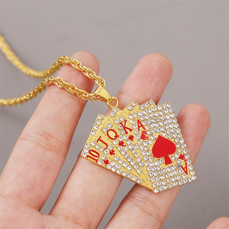 Hip Hop  Enamel Playing Cards Pendants