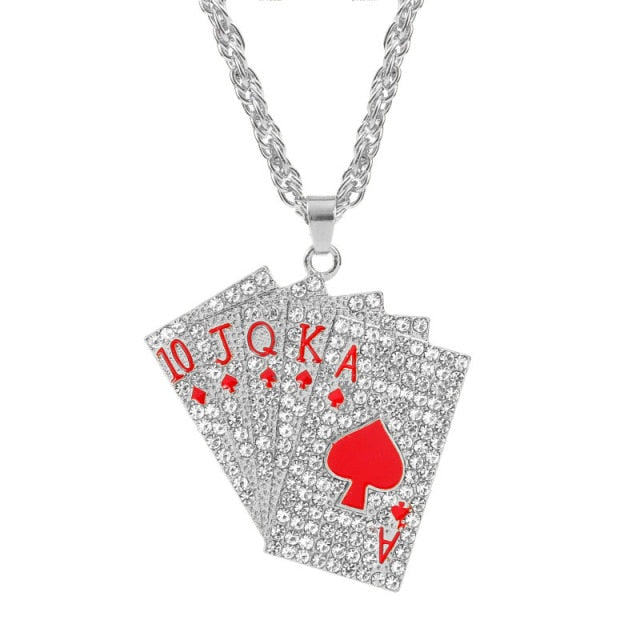 Hip Hop  Enamel Playing Cards Pendants